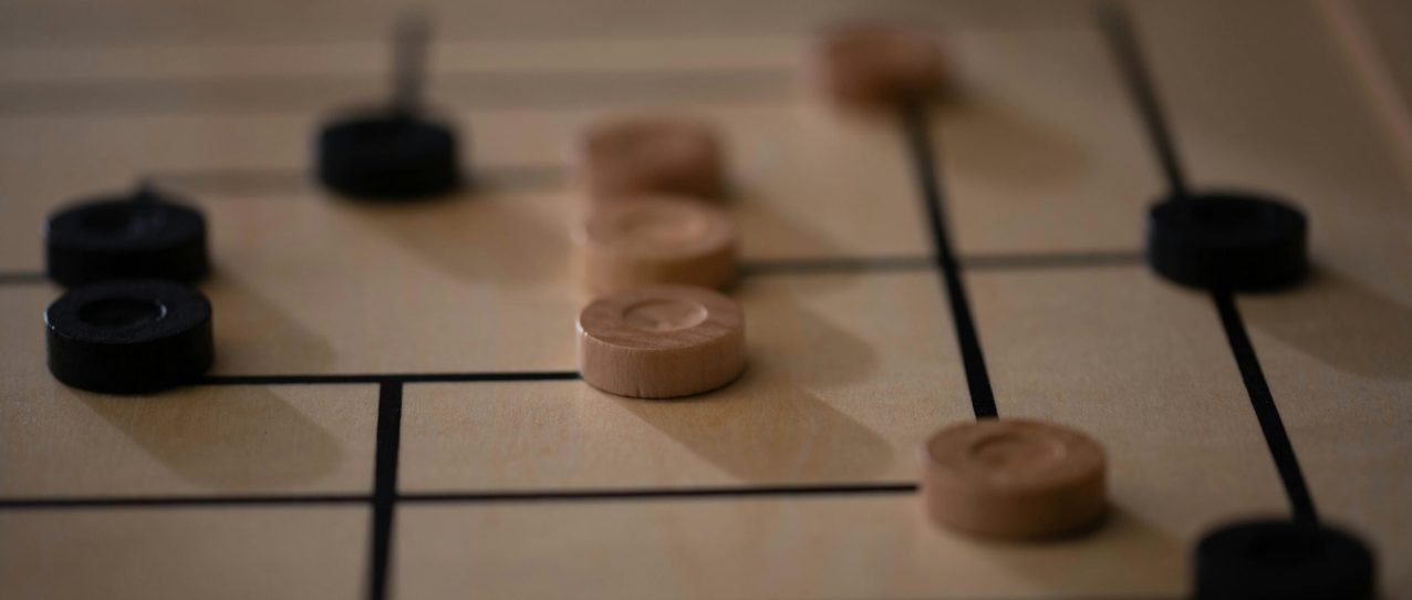 a close up of a wooden board game